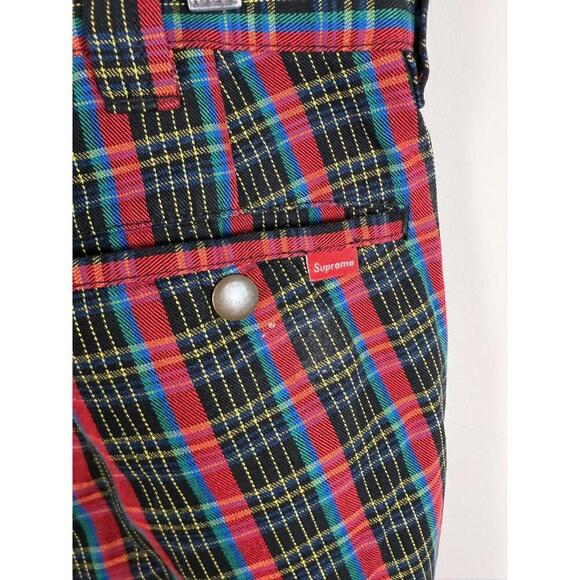 Supreme SS23 Work Pant Red Plaid Size 30x26 Twill Pants Slacks - Picture 3 of 9